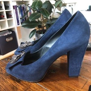 ❤️ Delman comfortable blue suede heels size 7
